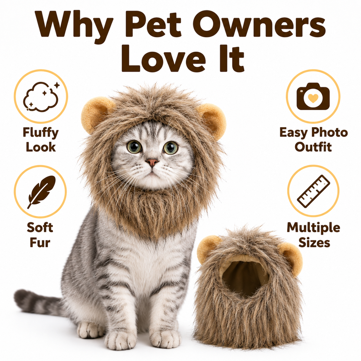 Lion Mane Cat Costume Hood
